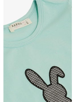 Breeze Girl's Skirt Suit, Cute Bunny Printed, Age 3-8, Water Green  - Image 2