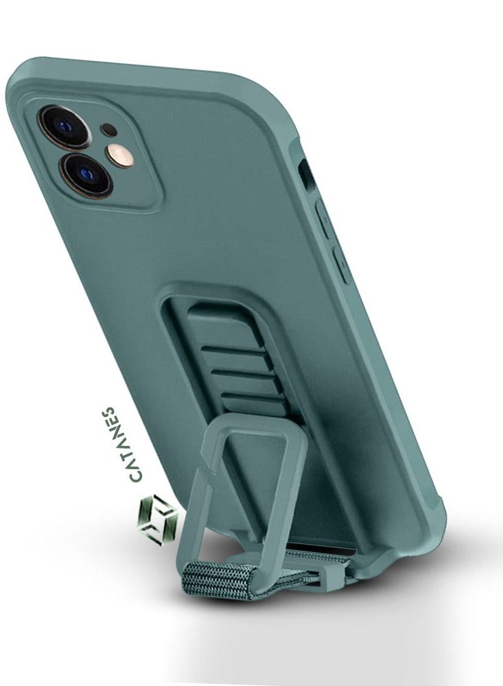 CATANES 2 Pack For iPhone 12 Case Cover And Screen Protector With Strap And Adjustable Grip Case Green - Image 2