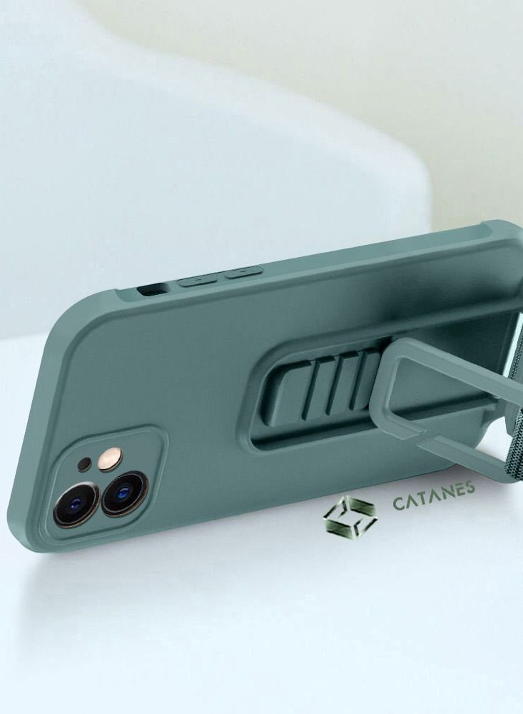 CATANES 2 Pack For iPhone 12 Case Cover And Screen Protector With Strap And Adjustable Grip Case Green - Image 4
