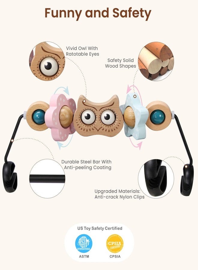 TinlyFinly Baby Bouncer Toy Bar Wooden Compatible With Bjorn Bouncer, Attachment, Tight And Secure Fit, So Fun To Watch, Touch Spin For Babies All Ages (Wood Color Owl) - Image 4