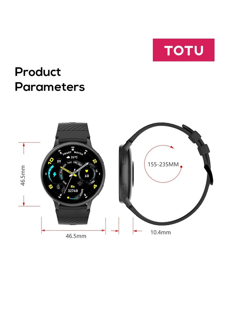 Smart Watch for Women, 1.39'' With Magnetic charging/Bluetooth Call/Heart Rate/Blood Pressure/Sleep Monitor/IP67 Waterproof, Compatible With Android and iPhone, Black