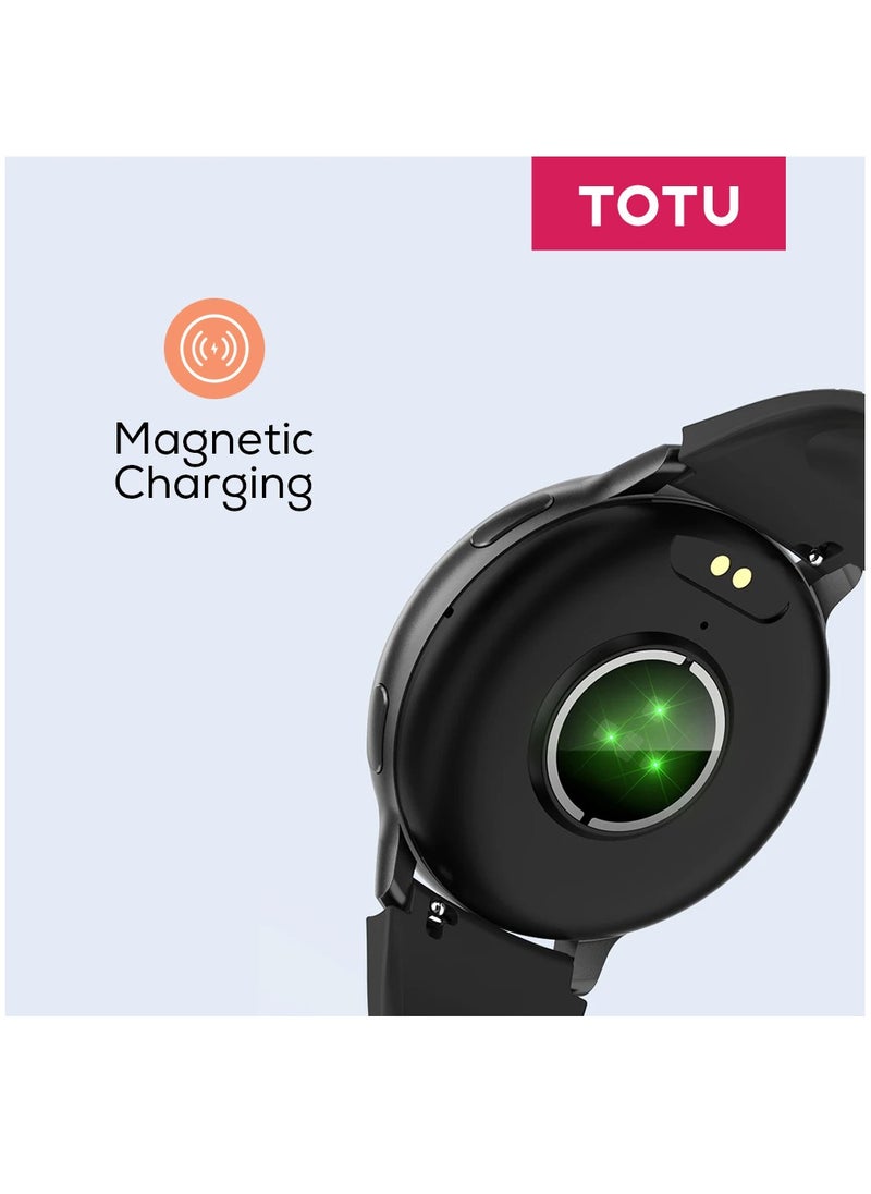 Smart Watch for Women, 1.39'' With Magnetic charging/Bluetooth Call/Heart Rate/Blood Pressure/Sleep Monitor/IP67 Waterproof, Compatible With Android and iPhone, Black