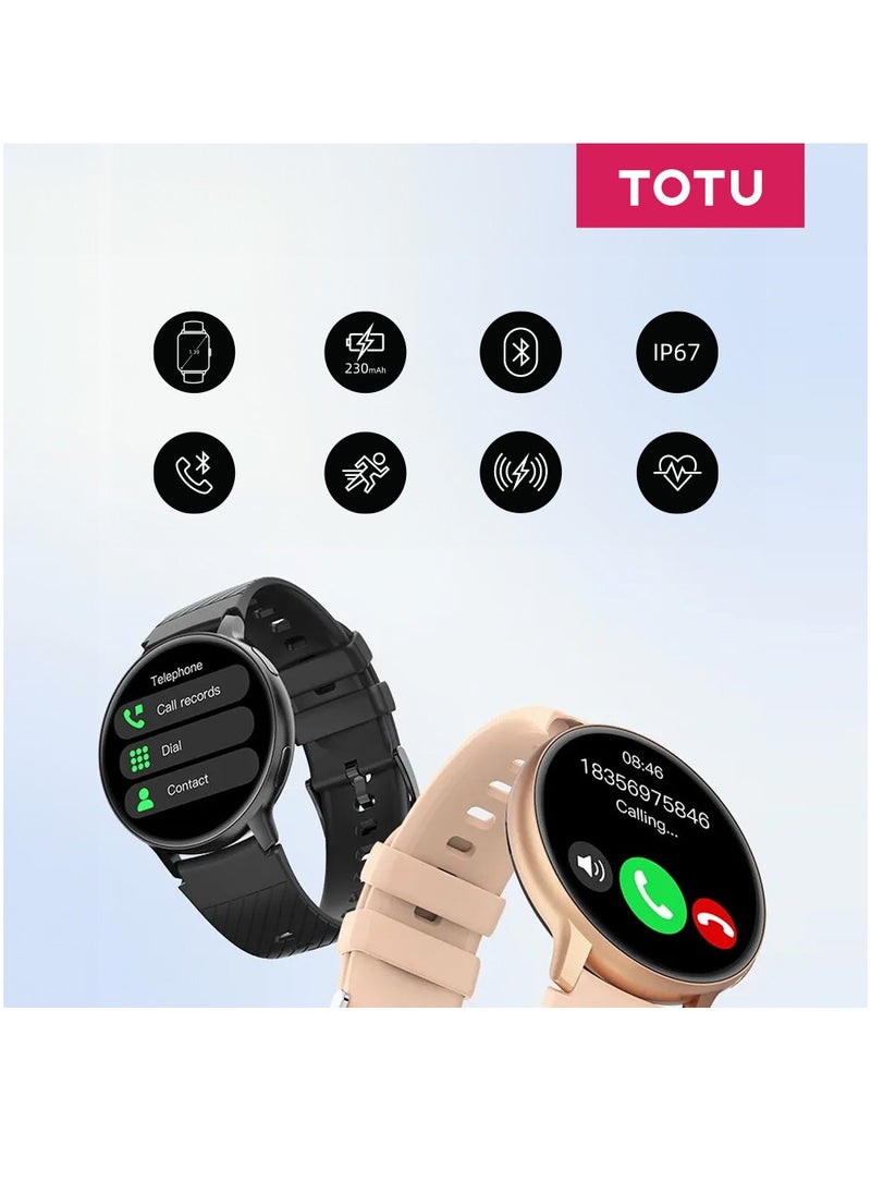Smart Watch for Women, 1.39'' With Magnetic charging/Bluetooth Call/Heart Rate/Blood Pressure/Sleep Monitor/IP67 Waterproof, Compatible With Android and iPhone, Black