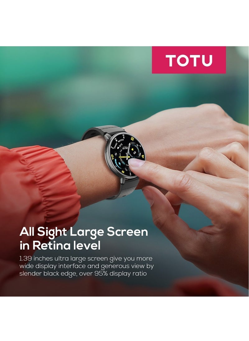 Smart Watch for Women, 1.39'' With Magnetic charging/Bluetooth Call/Heart Rate/Blood Pressure/Sleep Monitor/IP67 Waterproof, Compatible With Android and iPhone, Black