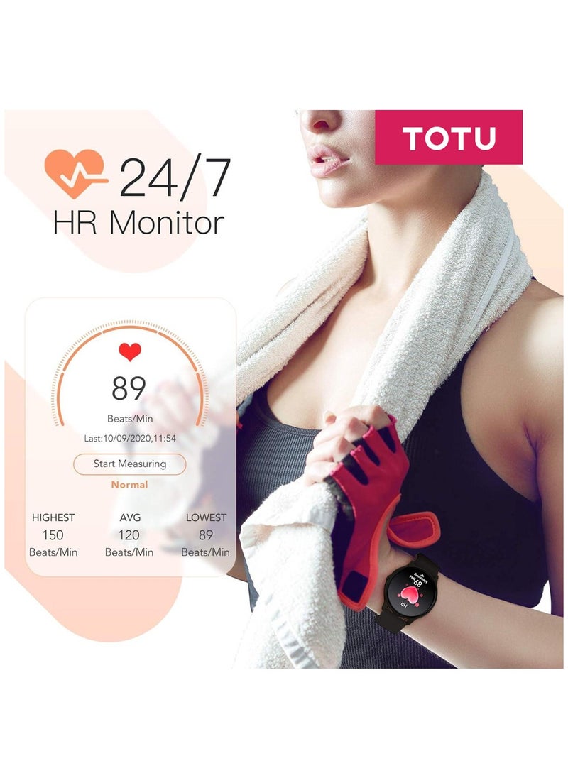 Smart Watch for Women, 1.39'' With Magnetic charging/Bluetooth Call/Heart Rate/Blood Pressure/Sleep Monitor/IP67 Waterproof, Compatible With Android and iPhone, Black