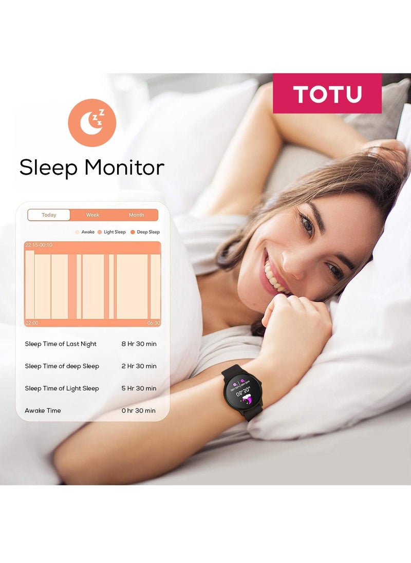 Smart Watch for Women, 1.39'' With Magnetic charging/Bluetooth Call/Heart Rate/Blood Pressure/Sleep Monitor/IP67 Waterproof, Compatible With Android and iPhone, Black