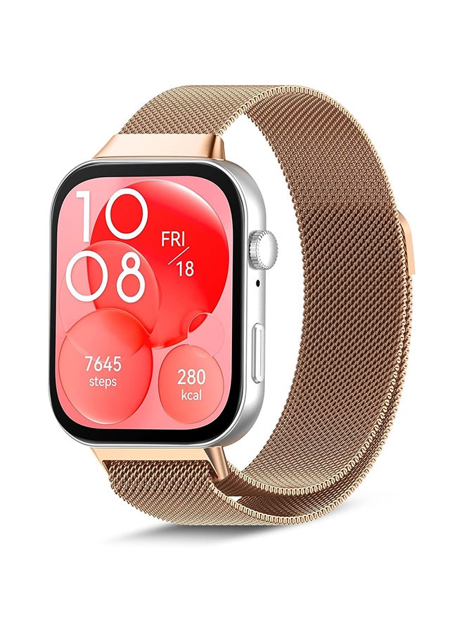 O Ozone Strap Compatible with Huawei Watch Fit 4 / Fit 4 Pro/Fit 3, Metal Mesh with Magnetic Closure, Milanese Loop Replacement for Men Women- Rose Gold - Image 1