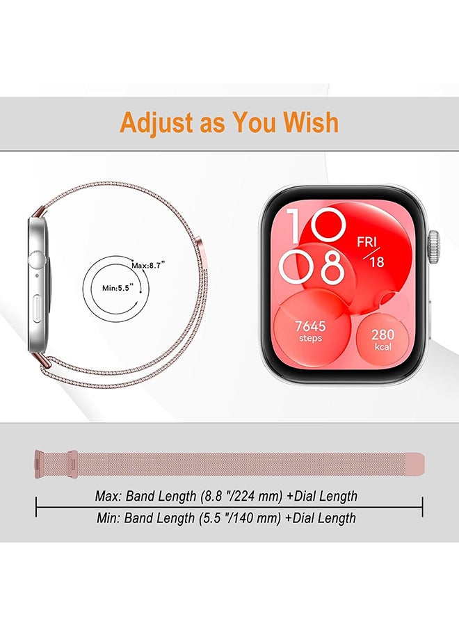 O Ozone Strap Compatible with Huawei Watch Fit 4 / Fit 4 Pro/Fit 3, Metal Mesh with Magnetic Closure, Milanese Loop Replacement for Men Women- Rose Gold - Image 4
