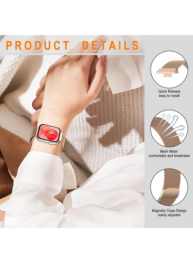O Ozone Strap Compatible with Huawei Watch Fit 4 / Fit 4 Pro/Fit 3, Metal Mesh with Magnetic Closure, Milanese Loop Replacement for Men Women- Rose Gold - Image 2