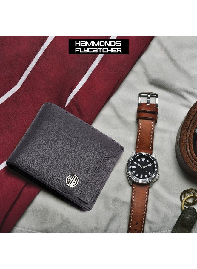 HAMMONDS FLYCATCHER HAMMONDS FLYCATCHER Genuine Leather Wallet for Men - RFID Protected Leather Purse for Men, Money Purse for Men, Bi-Fold Wallet - 6 Card Slots, 1 Card Case, Coin Pocket, Hidden Pockets - Grey  - Image 2