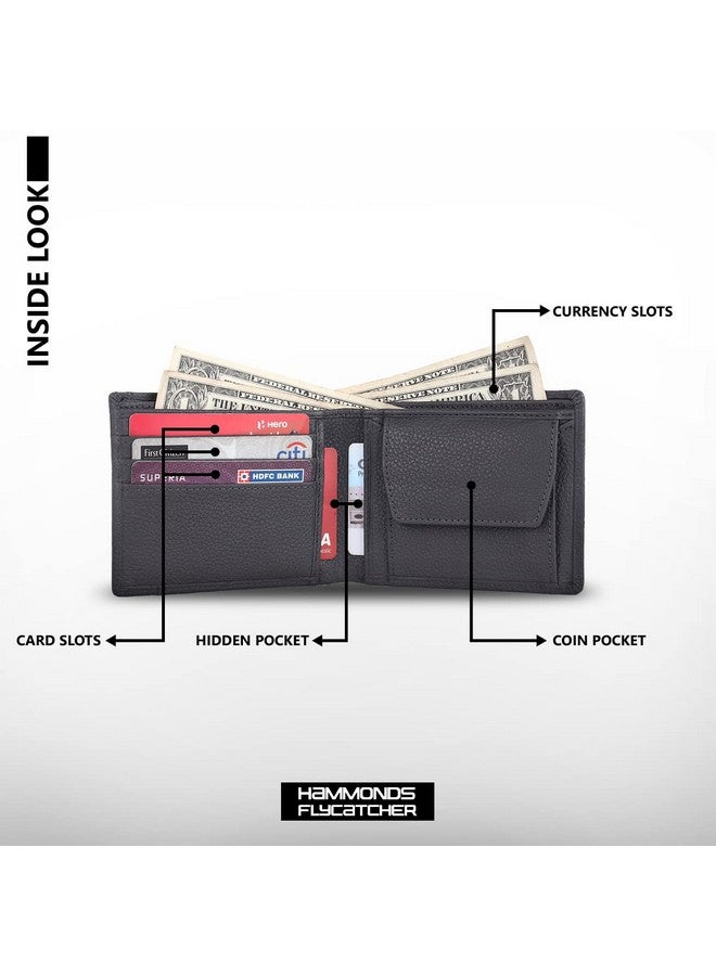HAMMONDS FLYCATCHER HAMMONDS FLYCATCHER Genuine Leather Wallet for Men - RFID Protected Leather Purse for Men, Money Purse for Men, Bi-Fold Wallet - 6 Card Slots, 1 Card Case, Coin Pocket, Hidden Pockets - Grey  - Image 4