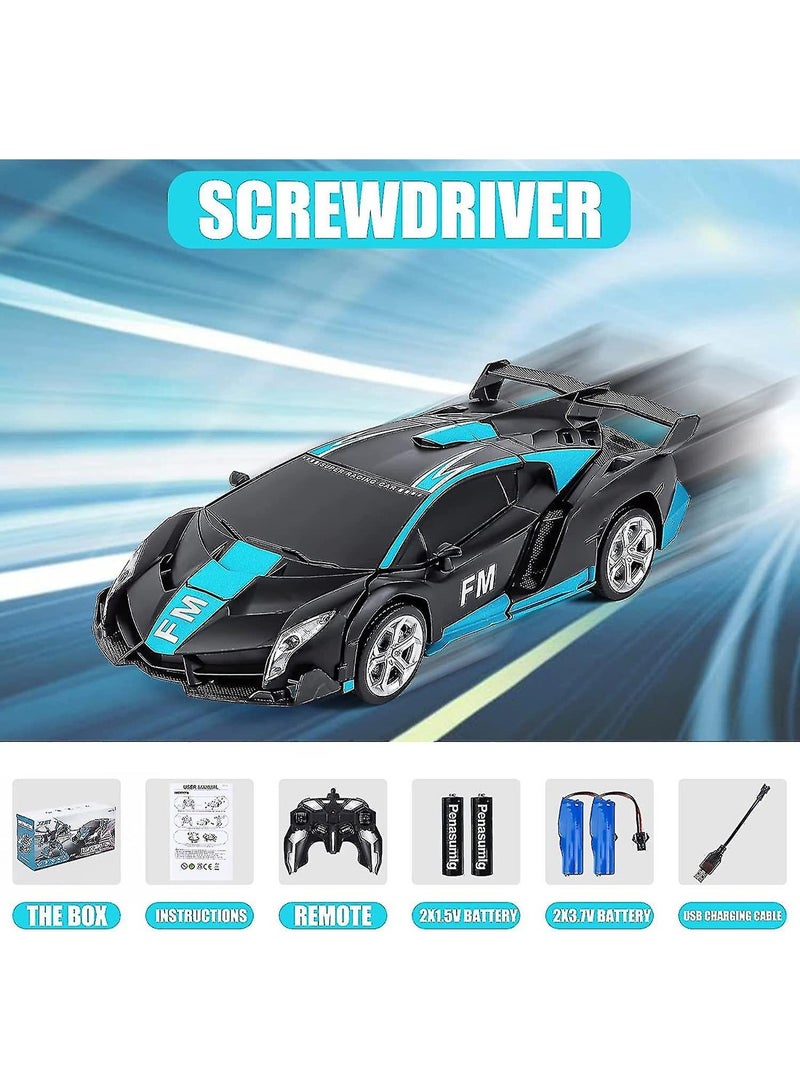 2.4G Blue Remote Control Car Transformation 2-In-1 Robot Toy - Image 3