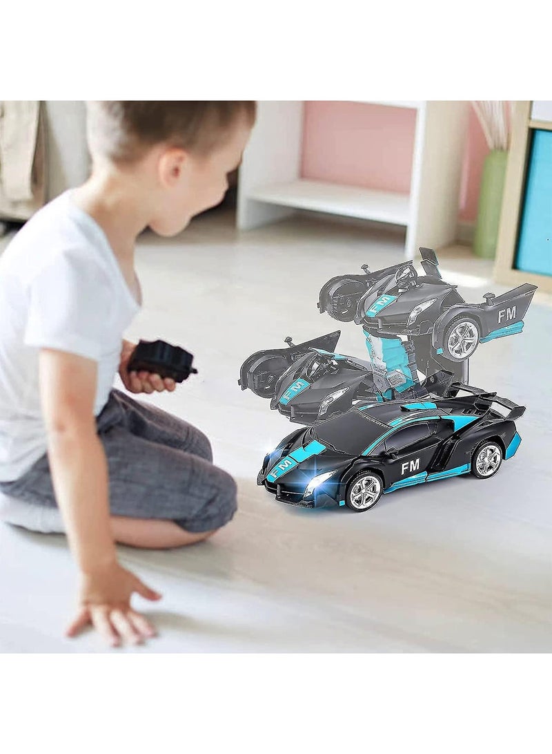 2.4G Blue Remote Control Car Transformation 2-In-1 Robot Toy - Image 5