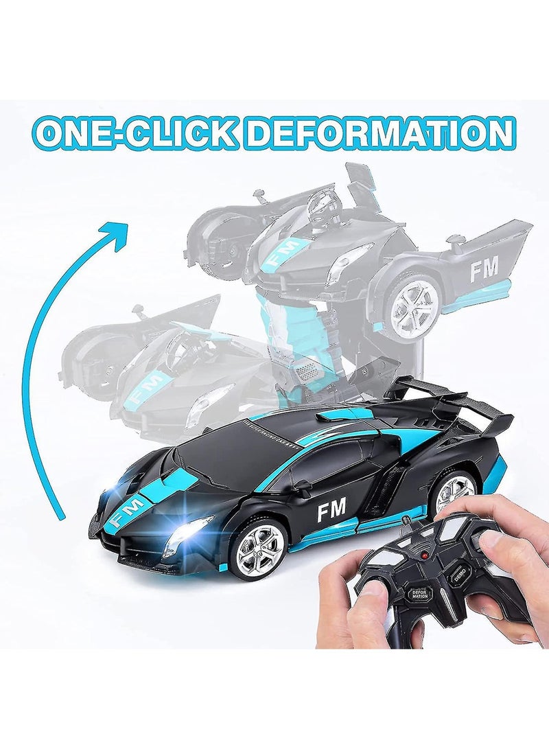2.4G Blue Remote Control Car Transformation 2-In-1 Robot Toy - Image 2