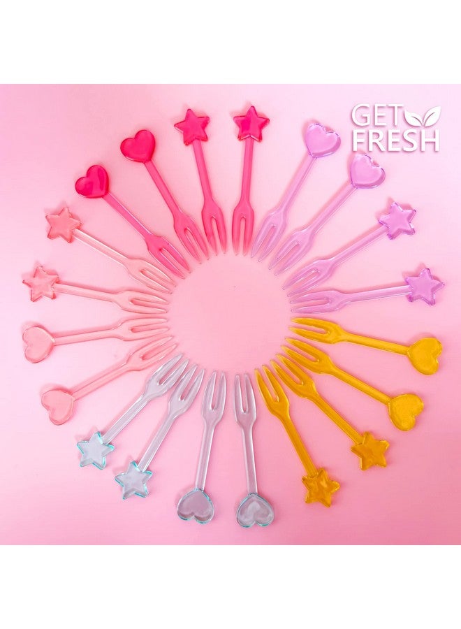 GET FRESH 30 Forks for Kids - Fruit Picks, Bento Box Picks, Reusable Mini Toothpick Sticks, Heart Dessert Forks for Children Party and Lunch Box - Image 2