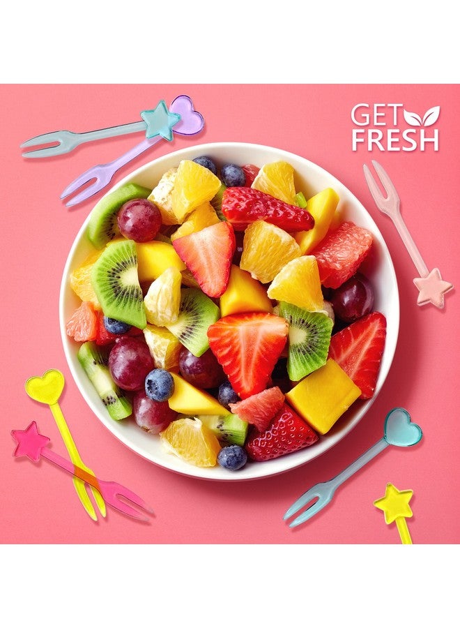 GET FRESH 30 Forks for Kids - Fruit Picks, Bento Box Picks, Reusable Mini Toothpick Sticks, Heart Dessert Forks for Children Party and Lunch Box - Image 3