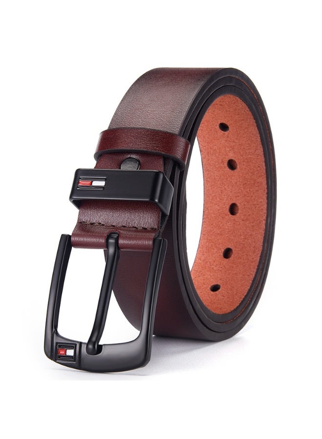 Men's Faux Leather Belt Pin Buckle Belt (Brown) - Image 1