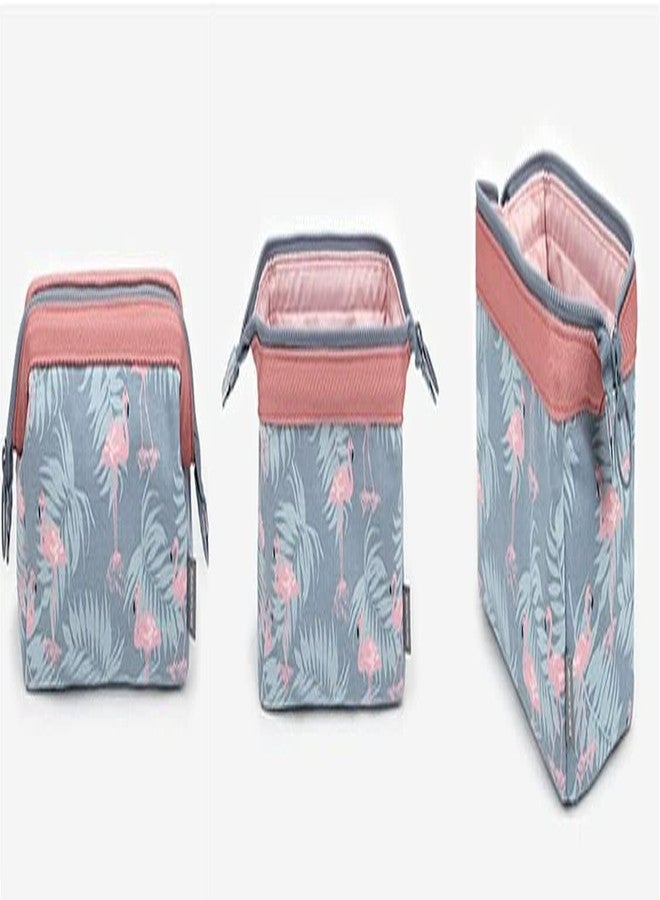 WROPZO Travel Organizer Bag | Travel Accessory Zipper Toiletry Bag | Jewellery Organizer | Cosmetic Make-up Organizer for Women and Girls Waterproof Bag (Grey-Flamingo) - Image 3
