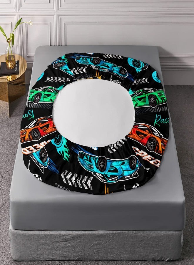 HOSIMA Cartoon Sports Car Bedding Set - Queen Size, Fast and Furious Racing Car Pattern with 2 Pillowcases, Black Sets. - Image 5