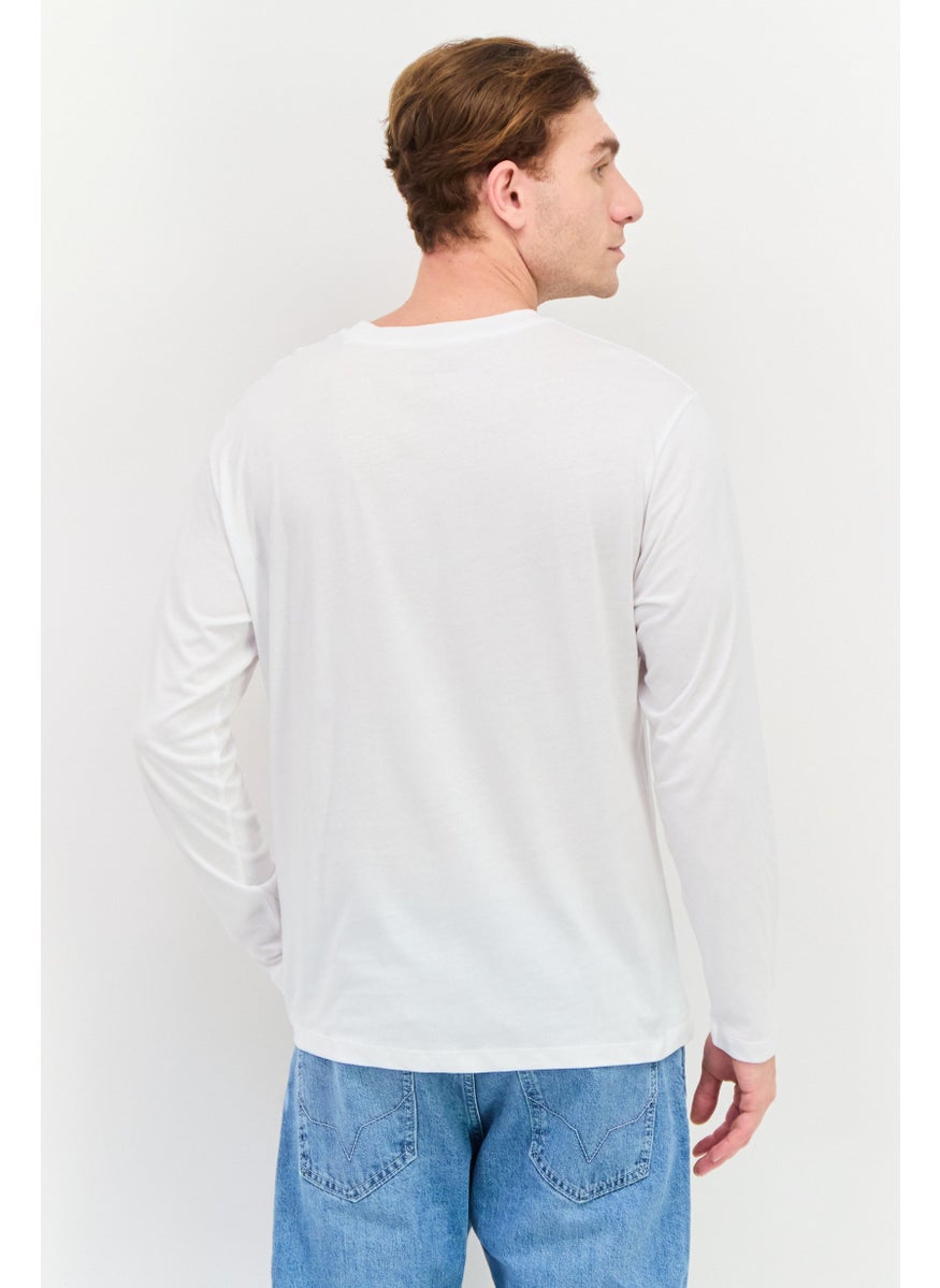Pepe Jeans - Men Crew Neck Long Sleeve Brand Logo T-Shirt, White Combo - Image 1
