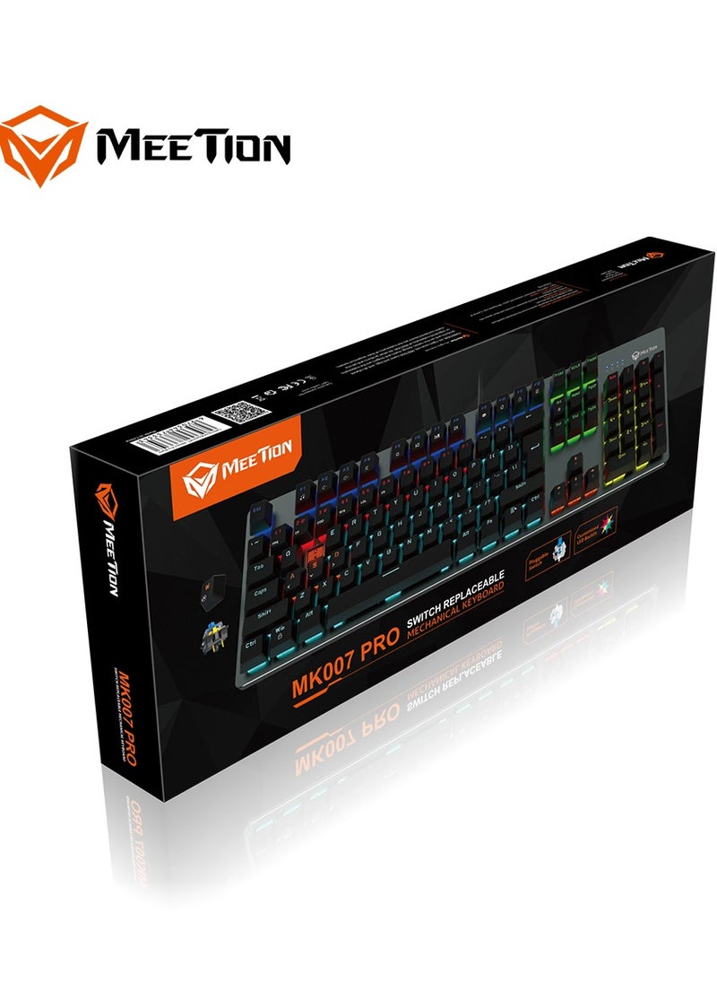 Meetion - Mk007 PRO Meetion Basic Mechanical Gaming Keyboard  with OUTEMU blue switch, Crisp Sound, Ergonomic design, LED backlight , full-key anti-collision Satisfy Gamers (Black) - Image 1