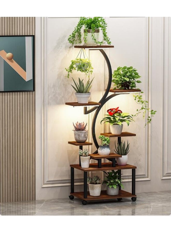 Indoor Plant Stand with 3 Grow Lights, 8-Tier Tall Metal Shelf, 154cm Lighted Plant Rack for Multiple Plants, Flower Display Holder for Living Room, Balcony, Patio, Garden(ZWJ002) - Image 1