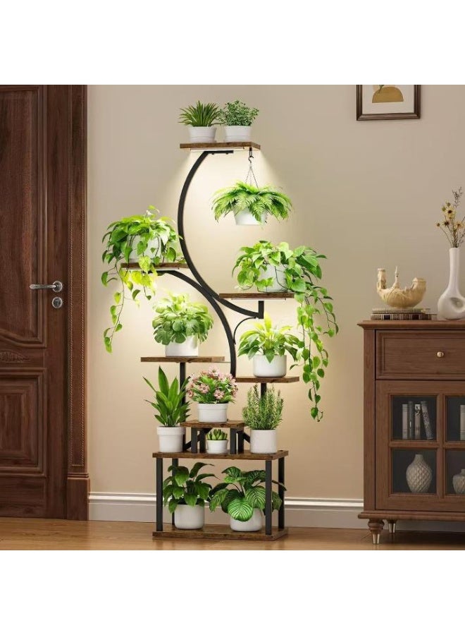 Indoor Plant Stand with 3 Grow Lights, 8-Tier Tall Metal Shelf, 154cm Lighted Plant Rack for Multiple Plants, Flower Display Holder for Living Room, Balcony, Patio, Garden(ZWJ002) - Image 2
