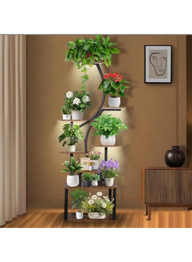 Indoor Plant Stand with 3 Grow Lights, 8-Tier Tall Metal Shelf, 154cm Lighted Plant Rack for Multiple Plants, Flower Display Holder for Living Room, Balcony, Patio, Garden(ZWJ002) - Image 3