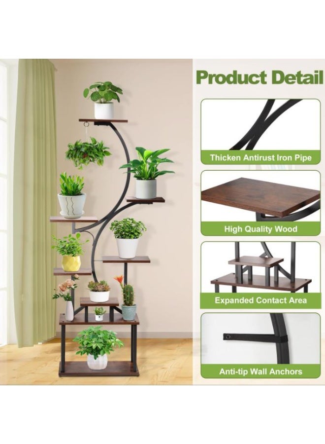 Indoor Plant Stand with 3 Grow Lights, 8-Tier Tall Metal Shelf, 154cm Lighted Plant Rack for Multiple Plants, Flower Display Holder for Living Room, Balcony, Patio, Garden(ZWJ002) - Image 5