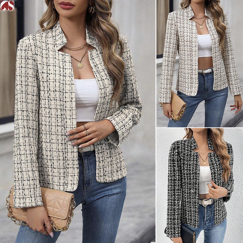 Women's Open-Front Knit Cardigan Office Blazer Jacket - Image 1