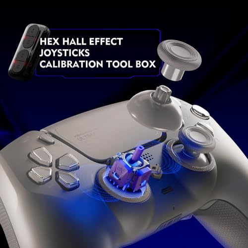 HEXGAMING ULTIMATE PRO Gaming Controller Compatible with ps5/PC/Mobile - 4 Back Buttons, 6 Custom Profiles, Adjustable Triggers, 8 Swappable Thumbsticks - Hall Effect Quantum Gray - Image 4