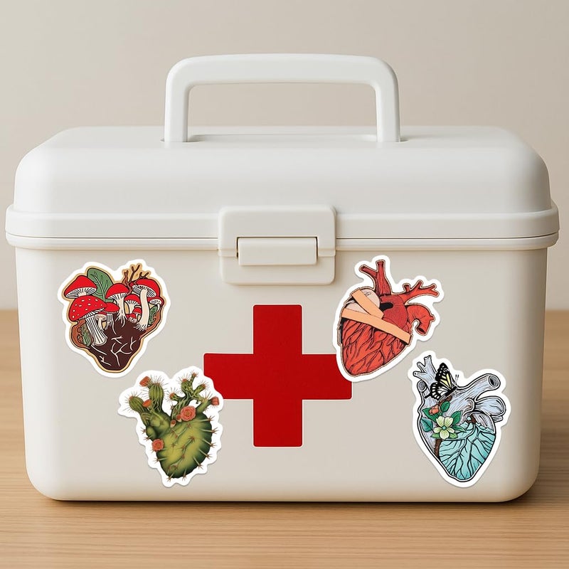Yoksas 52Pcs Anatomical Heart Artistic Stickers - Waterproof Vinyl Human Organs Anatomy Aesthetic Heart Stickers for Water Bottles,Laptops,Doctors Nurses Gifts - Image 4