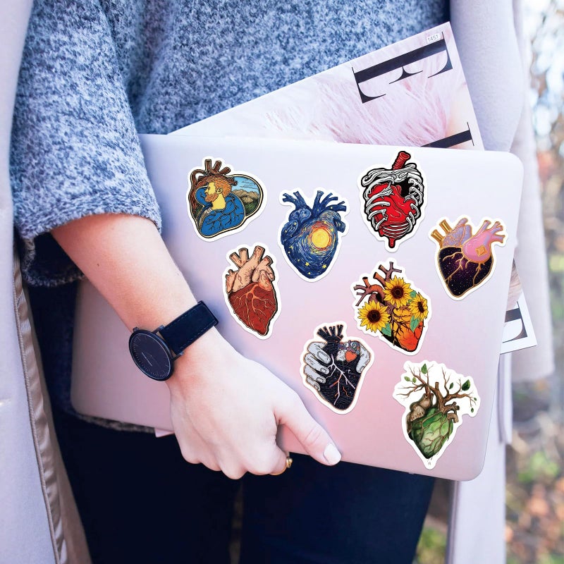 Yoksas 52Pcs Anatomical Heart Artistic Stickers - Waterproof Vinyl Human Organs Anatomy Aesthetic Heart Stickers for Water Bottles,Laptops,Doctors Nurses Gifts - Image 3