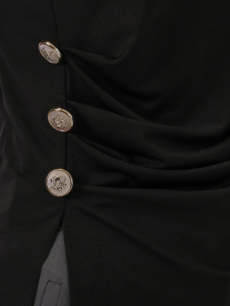 Big Dart Black BDART Crew Neck Buttoned Blouse for Women | Best Price UAE