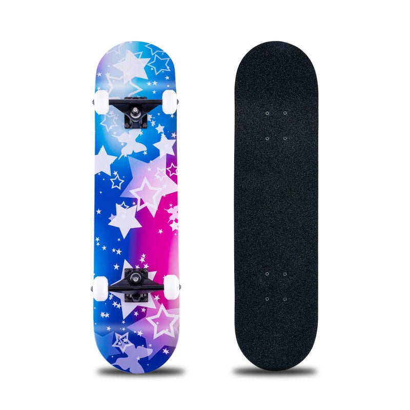 CLYCTIP Skateboard31 x 8 Inch Complete Skateboard 8Layer Maple Wood Deck Double Kick Standard Skateboards for Kids Teens Adult Beginner Dream - Image 2