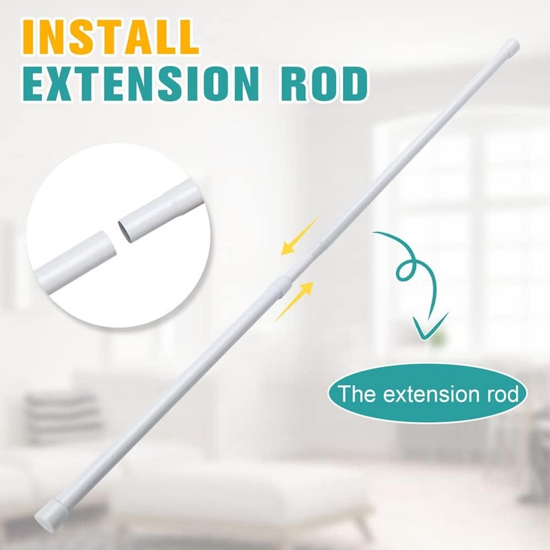 Blu-Pier Tech Spring Tension Curtain Rods 2 Pack, 28-48 Inch White Adjustable No Drill Pressure Rod for Windows, Thin Expandable Small Tension for Bathroom, Kitchen - Image 3