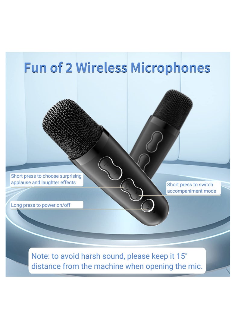 Karaoke Machine, Portable Bluetooth Karaoke Speaker, with 2 Wireless Mics and Dynamic Lights, Ideal Gifts for Girls Boys Home Party, for Karaoke, Party, Birthday - Image 4
