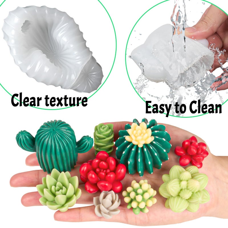 Dacies Succulent Wax Molds for Candle Making 10 Pack 3D Cacti Silicone Candle Mold Handmade Cactus Flower Plant Decorate Cement Resin Casting Soap Ornament Craft Mold Chocolate Cake Fondant Moulds Home Decor - Image 4