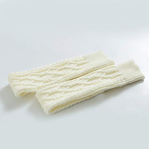 SherryDC Women's Cable Knit Boot Stockings Extra Long Thigh High Leg Warmers Winter Floor Socks White - Image 4