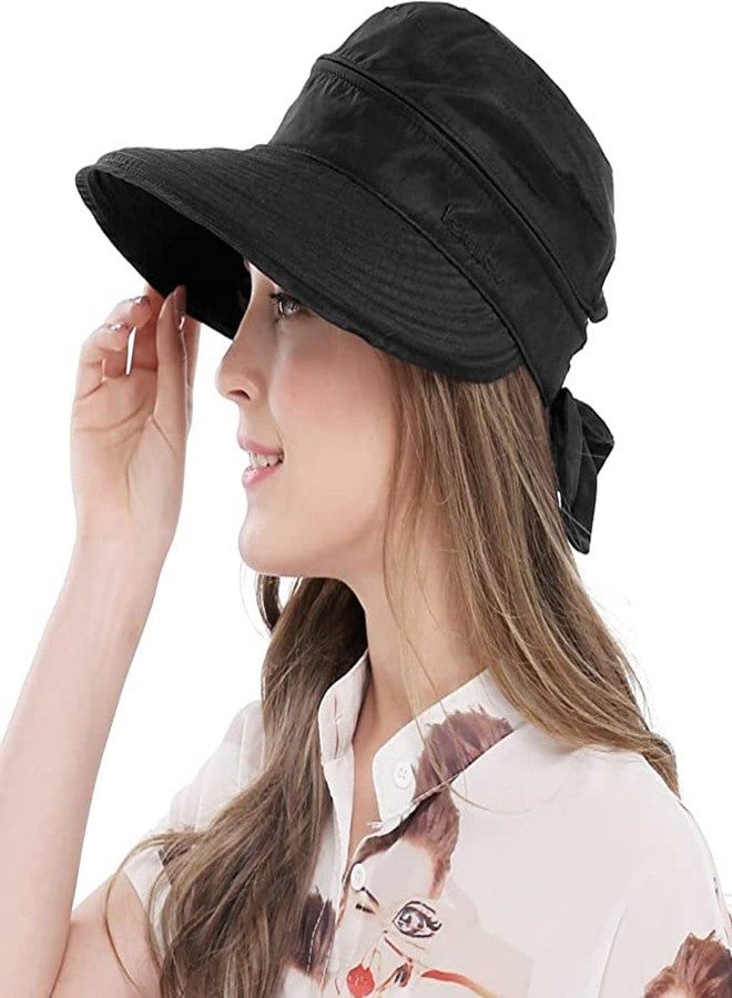 AARAM Wide Brim UV Protection Convertible Visor Cap - Ideal Sun Hat for Women, Beach wear, Resort wear Rain Hat & Summer Hat for Women’s Sun Protection Ideal Accessory for Stylist Photos (Black) - Image 1