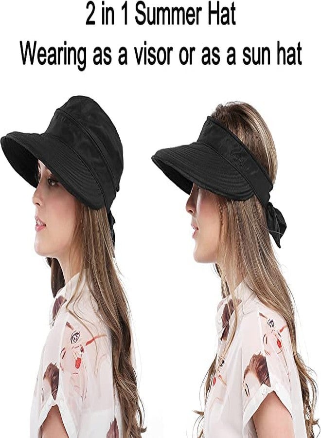 AARAM Wide Brim UV Protection Convertible Visor Cap - Ideal Sun Hat for Women, Beach wear, Resort wear Rain Hat & Summer Hat for Women’s Sun Protection Ideal Accessory for Stylist Photos (Black) - Image 2