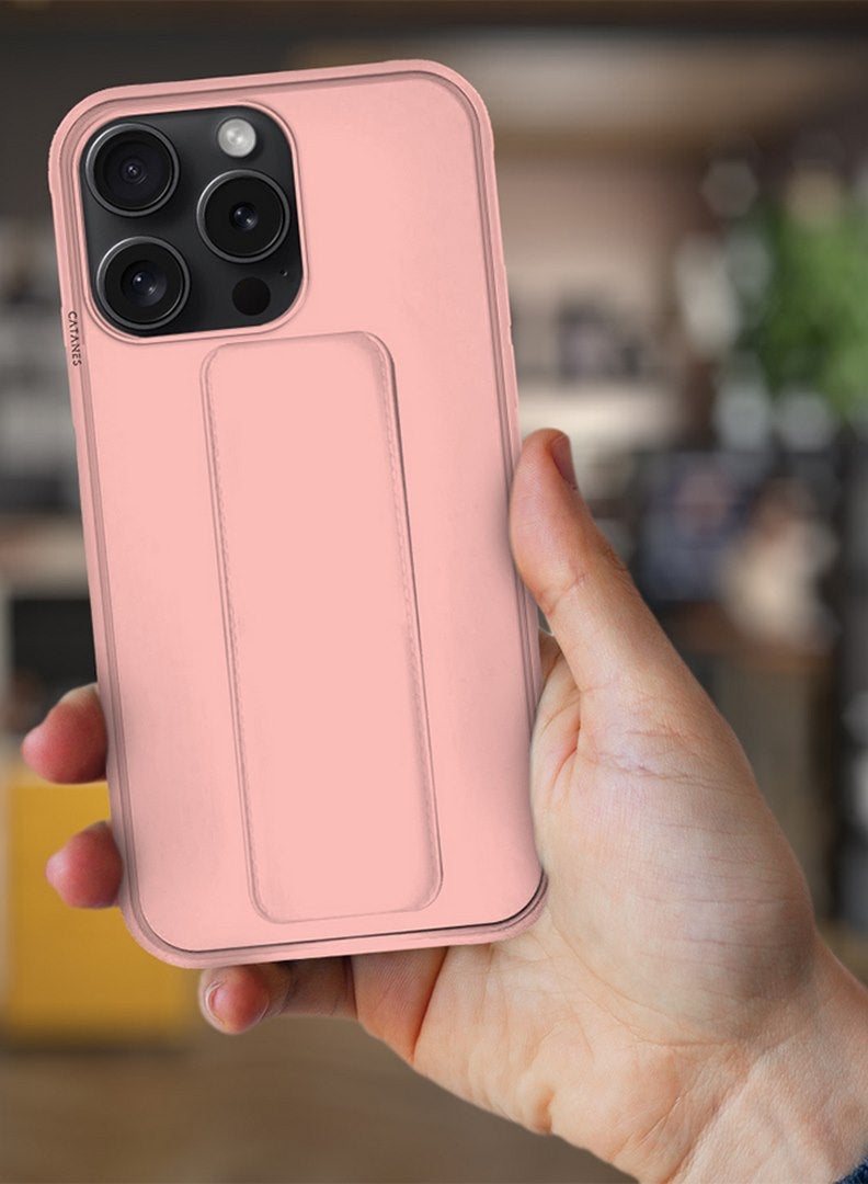 CATANES iPhone 15 Pro Max Case Premium PU Leather Case with Stand Function Shockproof and Anti Scratch Finger Grip Case Cover Pink  - Image 2