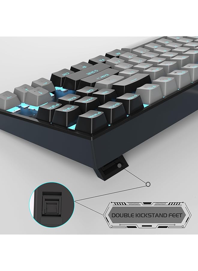 MageGee 75% Mechanical Gaming Keyboard Led White Backlit Keyboard 87 Keys Compact Tkl Wired Computer Keyboard For Windows Laptop Pc Gamer (Grey Black/Blue Switch) - Image 4