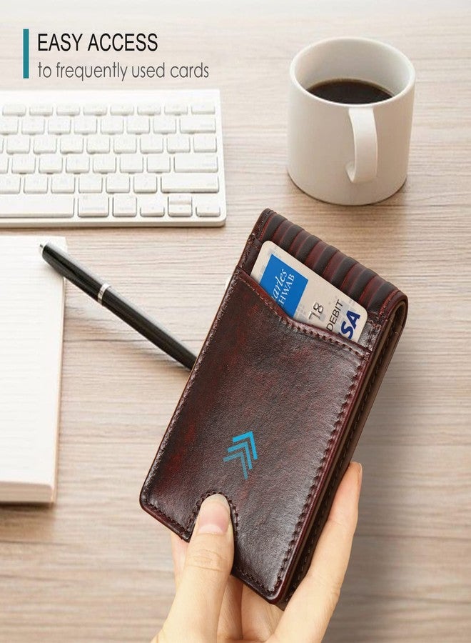 Pefiam Full Grain Leather Wallets for Men, Bifold Wallets for Men, Mens Leather Wallets with 12 Slots, RFID Blocking, Gifts for Men (USA Flag, Red) - Image 4