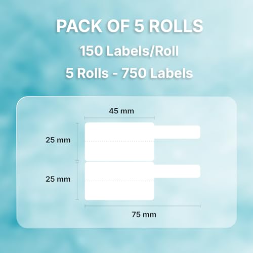 Seznik Cable Tag Thermal Labels – Waterproof, Non-Tearable, Oil & Scratch Resistant, White, 150 Labels/Roll, Pack of 5 Rolls – Wire & Electrical Labeling Stickers - Image 3