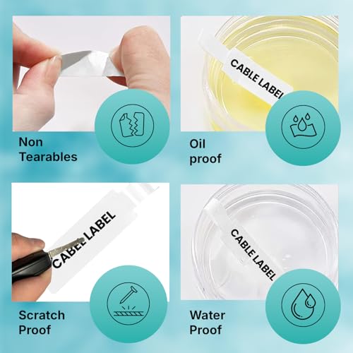 Seznik Cable Tag Thermal Labels – Waterproof, Non-Tearable, Oil & Scratch Resistant, White, 150 Labels/Roll, Pack of 5 Rolls – Wire & Electrical Labeling Stickers - Image 2