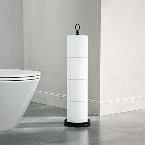 ROLABAM Heavy Weighted Toilet Paper Holder (with Reserve Function) Free Standing, Spare Toilet Paper Roll Storage Stand for Bathroom Total Height 22.5" ，Matte Black - Image 5