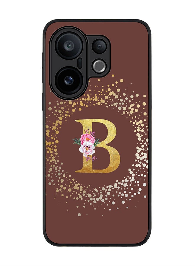 Stylizedd For vivo X200 FE / S30 Pro mini Case,Slim fit Camera Protection, Shockproof Thin Phone cover  - Custom Monogram Floral - B  (Brown )