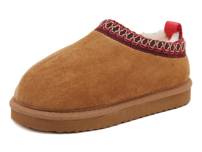 SMajong Kids Slippers Plush Warm Girls Fuzzy House Slippers Boys Platform Slipper Slip-on Shoes Winter Indoor Outdoor Red Brown 11.5 Little Kidï¼ˆSole Size 31 - Image 1