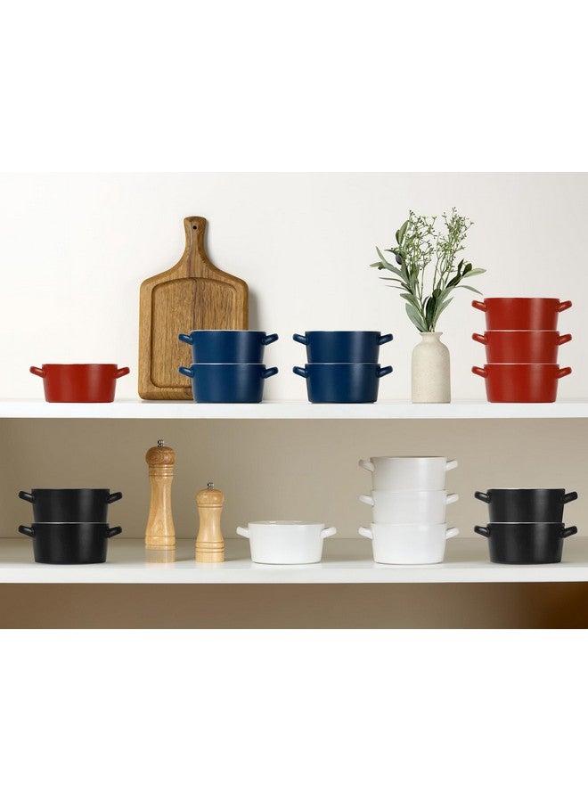 Kook أوعية بمقابض، أوعية خزفية آمنة للاستخدام في الفرن، أوعية حساء فردية من كوك، طبق قابل للتكديس، للشواء، الفرن، الميكروويف وغسالة الصحون، لطبق الكسرولة، المعكرونة، الحبوب، 23.6 أونصة، مجموعة من 4، (أزرق غير لامع) - Image 5